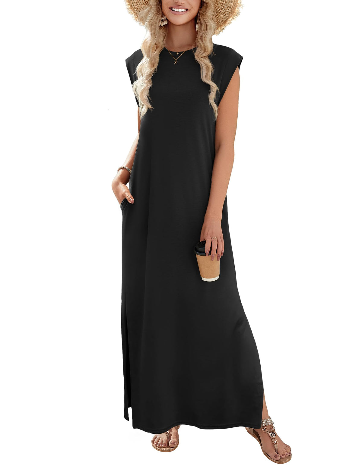 Zeagoo long maxi sundress with split for beach travel vacation