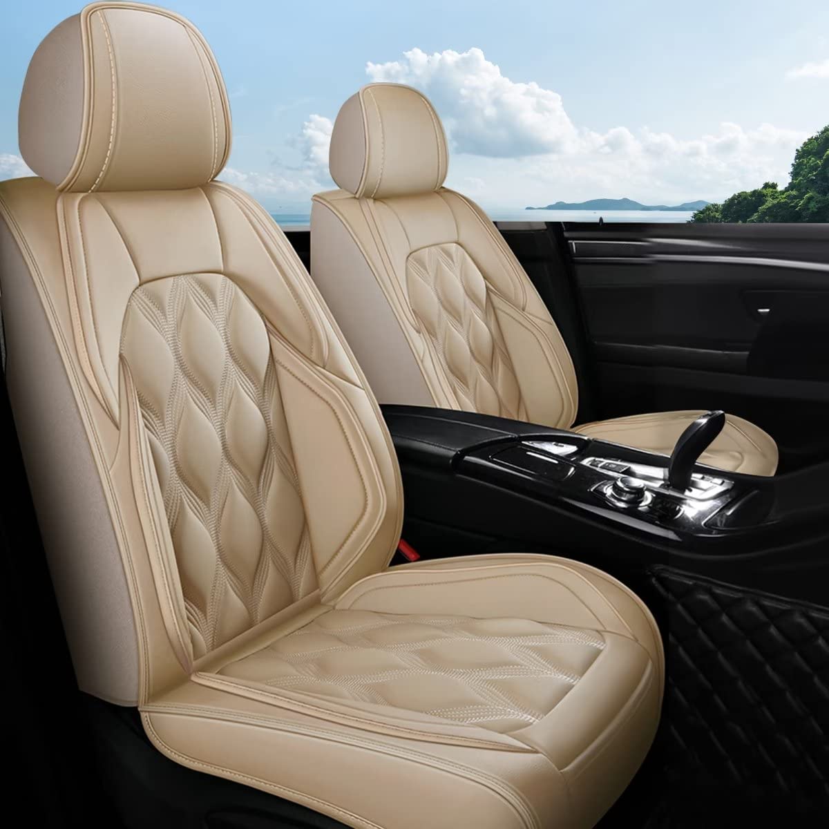 AOMSAZTO vehicle seat cover - waterproof luxury leather for Honda HR-V 2016-2026 beige