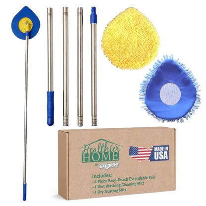 Chomp mop — long handle with washable microfiber pad for cleaning walls and ceilings