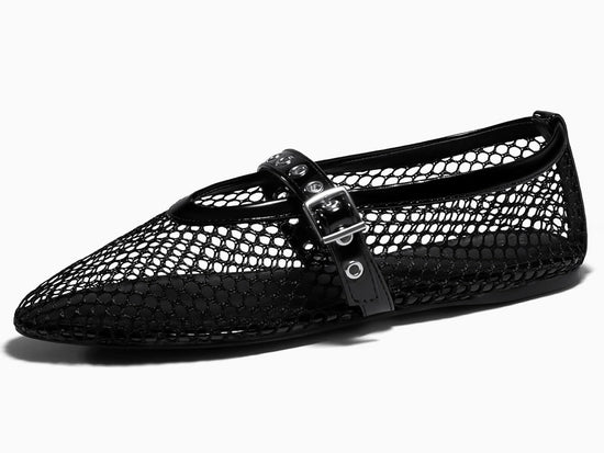 Coutgo womens mesh ballet flats - Comfortable Mary Jane style shoes with buckle strap