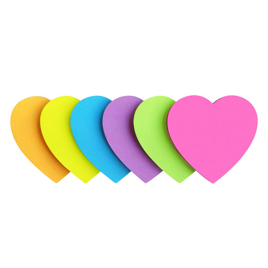 Self stick note pads — heart shape colorful design, 75 sheets per pad