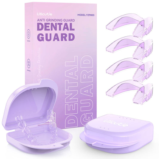 Litlcutie Anti Grinding Guard, Mouth Guard for Grinding Teeth at Night, Mouth Guards for Sleeping,Purple, 4 Pack/Small Size