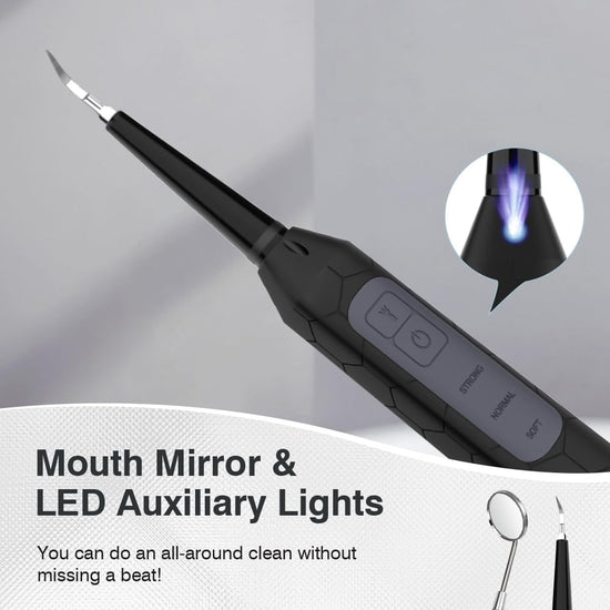 Plaque Remover for Teeth, Dental Care Device 3 Adjustable Modes Teeth Cleaning Kit with 2 Replaceable Clean Heads for Tartar & Calculus Remover