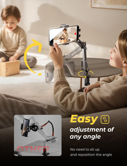 LISEN gooseneck phone holder — flexible arm clamp for desk and bed