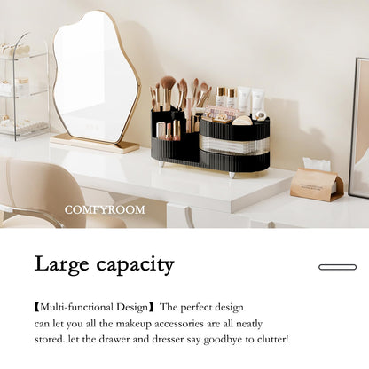 Caddy — Large spinning makeup and skincare organizer with brush holder