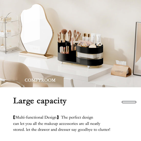Caddy — Large spinning makeup and skincare organizer with brush holder