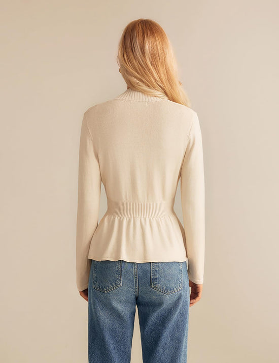 Grace Karin women cardigan sweater - Long sleeve cropped peplum coat
