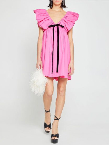 hibshaby floral print mini dress with v neck and puff sleeves