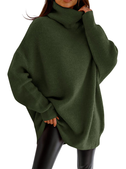 imesrun oversized turtleneck sweater with batwing sleeves