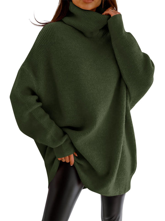 imesrun oversized turtleneck sweater with batwing sleeves