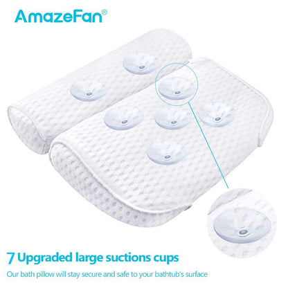 AmazeFan bath pillow — 4D air mesh technology with 7 suction cups for support