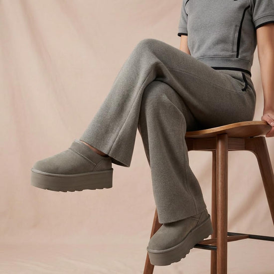 CUSHIONAIRE Huggy-2 platform slippers — cozy suede slip-on ankle boots for indoor outdoor wear