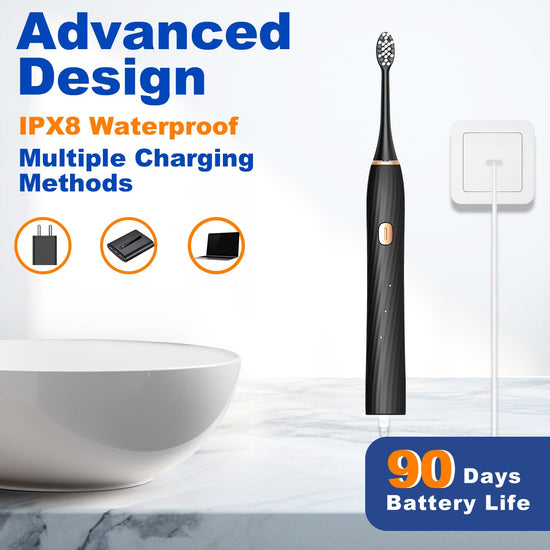 FXQQZZ sonic electric toothbrush – 4 modes with 8 brush heads and smart timer
