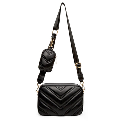 Herald crossbody bag - Chevron quilted design with coin purse pouch and two size options