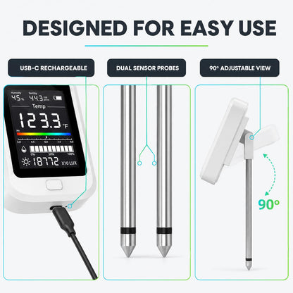 Soil Moisture Meter, 6-in-1 Soil pH Tester Test Kit for Garden, Lawn, Farm