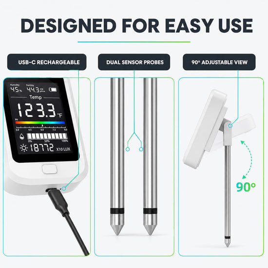 Soil Moisture Meter, 6-in-1 Soil pH Tester Test Kit for Garden, Lawn, Farm
