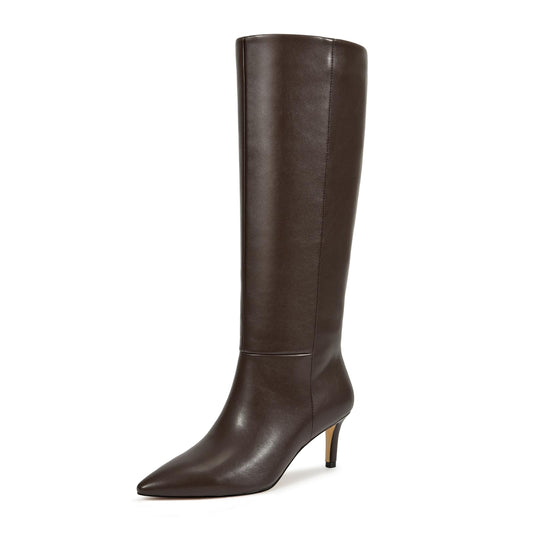 Wetkiss knee high boots — Pointed toe with crocodile texture and side zipper
