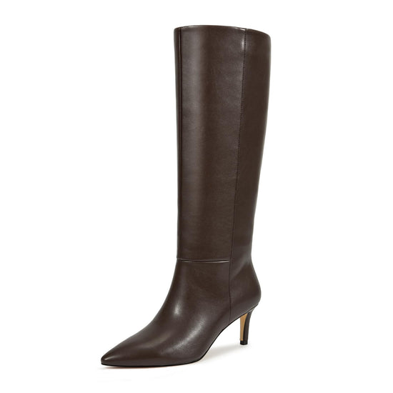 Wetkiss knee high boots — Pointed toe with crocodile texture and side zipper