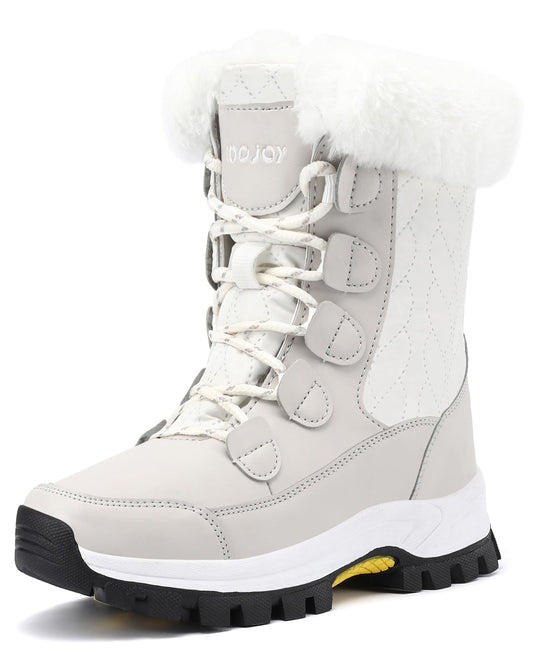 COOJOY waterproof winter snow boots — lightweight and warm mid calf booties