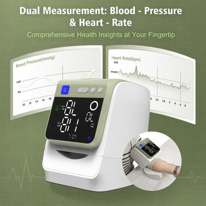 Automatic Electronic Blood Pressure Monitor, 22-40 CM Blood Pressure Cuff, 3 Users*199 Memories, Arm Blood Pressure Monitors for Home Use, Backlit Large LED Screen, BP Monitor (White Olive Green)