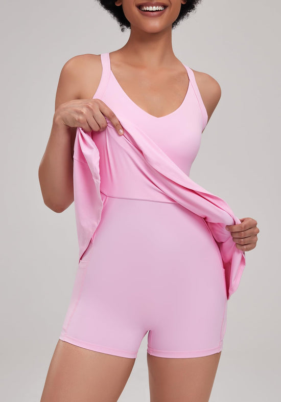 gofiep womens tennis dress with open-back waistband and pockets