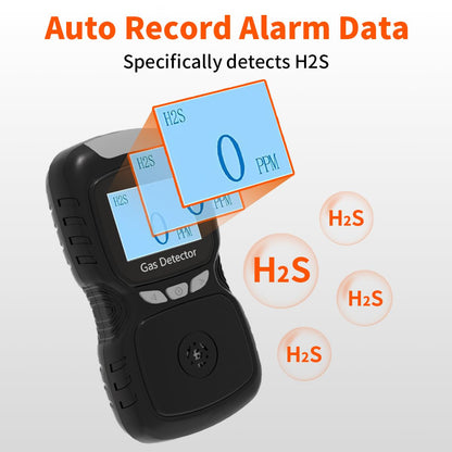 Sooguard H2S Gas Detector Clip On Portable, 0-100ppm Monitor with Triple Alarm (Sound/Light/Vibration), 0.5s Fast Response & Digital Display, Personal Gas Monitor