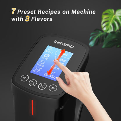 INKBIRD WIFI sous vide machine — 1000 watts with 14 free preset recipes and timer