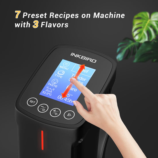 INKBIRD WIFI sous vide machine — 1000 watts with 14 free preset recipes and timer