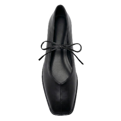 VorisVina ballet flats — lace up square toe with cute bow detail