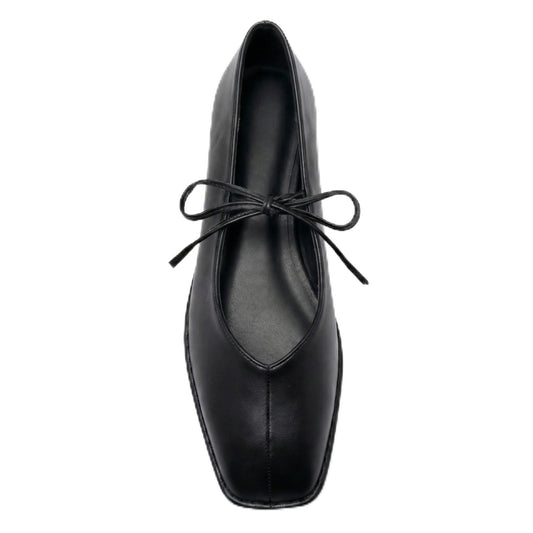 VorisVina ballet flats — lace up square toe with cute bow detail