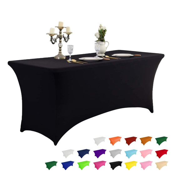 IVAPUPU tablecloth - 6FT fitted stretch black cover for events and parties