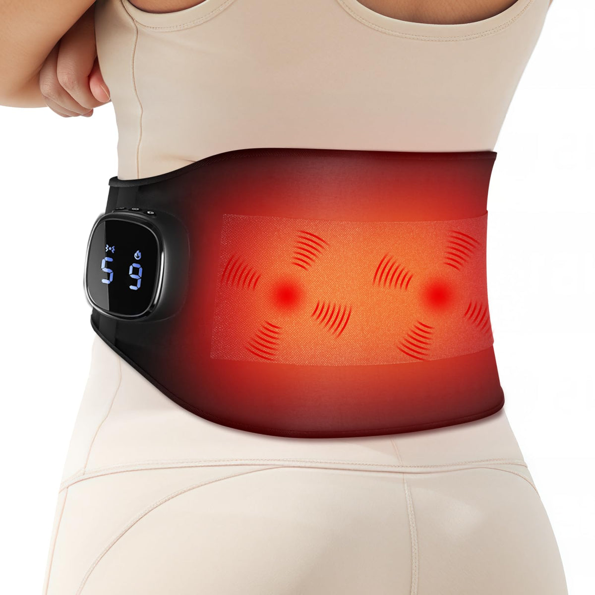 Comfytemp electric heating pad with heat and vibration for back pain relief