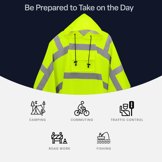 GGS rain poncho — high visibility and waterproof design with drawstring hood