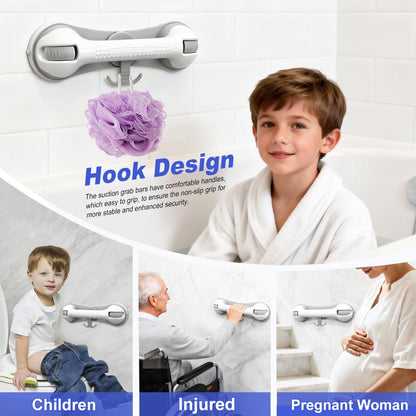 Grab Bars for Shower Seniors Elderly Heavy Duty Safety Grip No Drill (Gray)