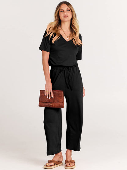 One piece outfit — Summer casual wide leg jumpsuit with pockets by ANRABESS