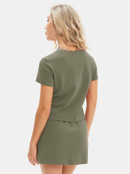 EXLURA coordinated outfit — summer 2 piece short skirt set with matching tennis skort