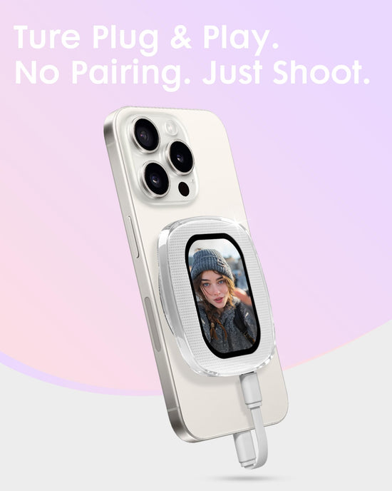 Yatao Mini Selfie Monitor Screen for iPhone, Plug & Play with Mirror
