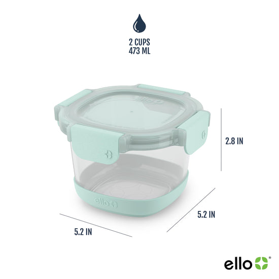 Ello food storage container — Reusable glass jars with leak proof lids and sleeves