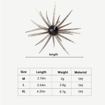 20 PCS Soft Plastic Sea Urchin Bait, Multi Tentacle Sea Urchin Fishing Lures, for Saltwater Freshwater Trout Bass Redfish Grouper Inshore Offshore Fishing (Flashing red, XL-4.33inch)