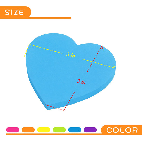 Self stick note pads — heart shape colorful design, 75 sheets per pad