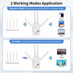 Wireless signal repeater — Eliminates dead zones with WiFi extender technology