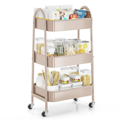Utility cart wagon — EAGMAK metal storage cart with handle and lockable wheels