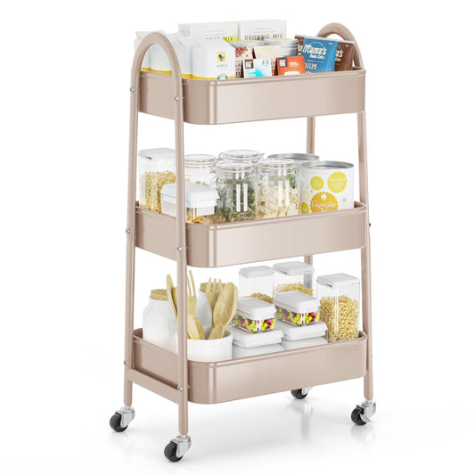 Utility cart wagon — EAGMAK metal storage cart with handle and lockable wheels