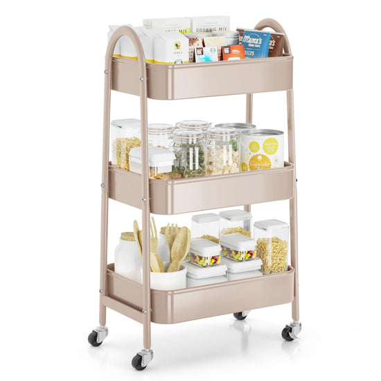 Utility cart wagon — EAGMAK metal storage cart with handle and lockable wheels