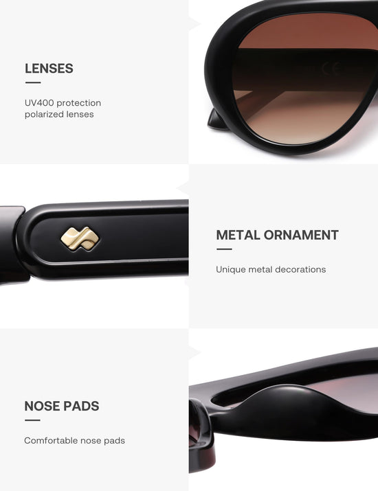 Sunglasses — Trendy oversized polarized aviator style with UV protection