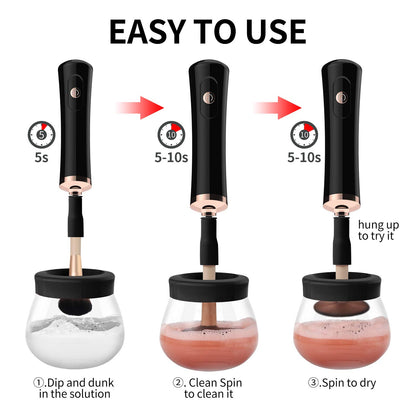 Senbowe makeup brush cleaner and dryer machine — electric automatic spinner with rubber collars