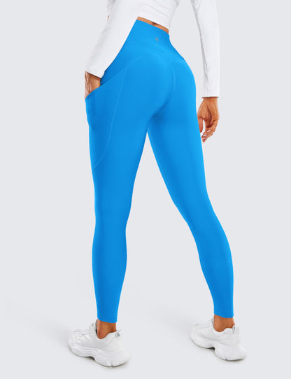 CRZ YOGA fleece lined leggings - thermal full length pants with pockets for winter warmth