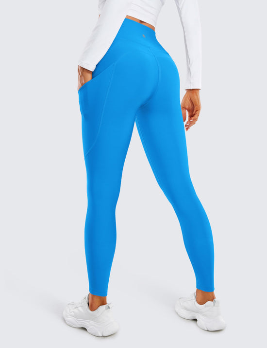 CRZ YOGA fleece lined leggings - thermal full length pants with pockets for winter warmth
