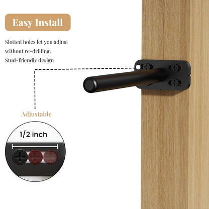 4pcs Wall Shelf Brackets Heavy Duty Floating Shelf Bracket Hidden,Invisible Black Shelving Brackets Decorative Floating Shelf Hardware Heavy Duty,Metal Shelf Support Bracket(4"-4pcs)