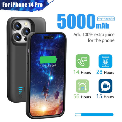 Sitong battery case for iPhone 14 Pro - 5000mAh rechargeable extended battery